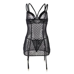 SEVEN ’TIL MIDNIGHT Plaid Sheer Sultry Garter Slip Lingerie | Medium